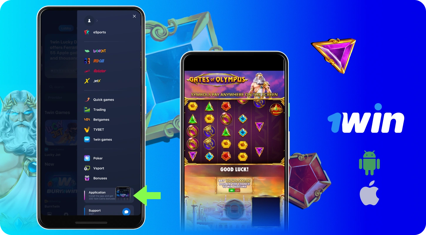 O‘zbekistonlik o‘yinchilar Android va iOS uchun mobil ilova tufayli 1win Gates of Olympus o‘yinini istalgan joyda o‘ynashlari mumkin