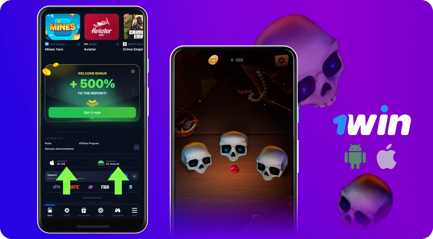 Android va iOS uchun 1win Brawl Pirates mobil ilovasi uzilishlarsiz ishlaydi, minimal joy egallaydi va bepul